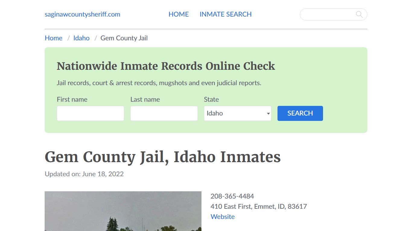 Gem County Jail, Idaho Jail Roster